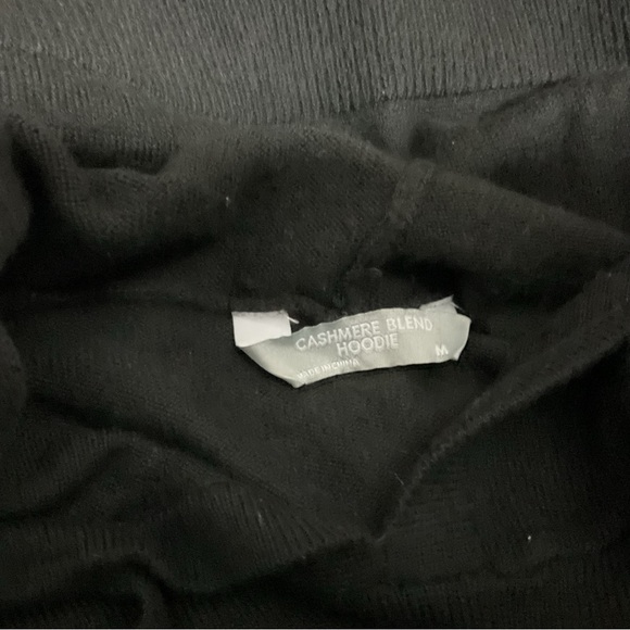 Luxury Premier Cashmere Blend Black Hooded Sweater Hoodie Cozycore Super Soft - Picture 4 of 4